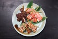 Japanese barbecue skewers assorted plate Royalty Free Stock Photo