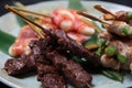 Japanese barbecue skewers assorted plate Royalty Free Stock Photo
