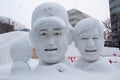 Japanese baseball coach with his player, Sapporo Snow Festival 2013
