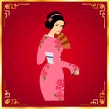 The Japanese beautiful women. Vector Illustration Design