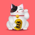 Japanese beckoning cat, Maneki Neko, vector illustration