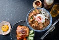 Japanese beef bowl and teriyaki chicken grill. Royalty Free Stock Photo