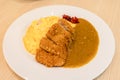 Japanese beef curry rice served on the table. Royalty Free Stock Photo