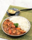 Japanese beef curry served with Japanese Rice close up Royalty Free Stock Photo