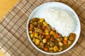 Japanese beef curry served with rice. Royalty Free Stock Photo