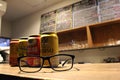Japanese Beer cans Kirin, Suntory, Yebisu and eyeglasses