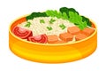 Japanese Bento Box as Take-out Meal with Rice Vector Illustration