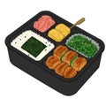 Japanese Bento Box Lunch with Rice Meat and Vegetables Royalty Free Stock Photo