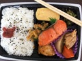 Japanese Bento box with rice, vegetables Royalty Free Stock Photo