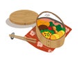 Japanese bento food in a box illustration