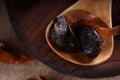 Japanese black fermented garlic on the table