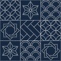 Japanese blue quilting pattern Royalty Free Stock Photo
