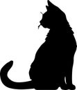 Japanese Bobtail Cat Black Silhouette Generative Ai