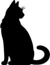 Japanese Bobtail Cat Black Silhouette Generative Ai