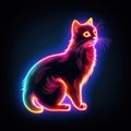 Japanese Bobtail. Neon outline icon with a light effect