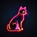 Japanese Bobtail. Neon outline icon with a light effect