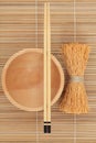 Japanese Bowl Chopsticks and Whisk Royalty Free Stock Photo