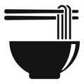 Japanese bowl pasta icon, simple style