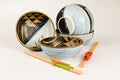 Japanese Bowls and Hashi Royalty Free Stock Photo