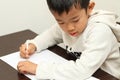 Japanese boy doing homework