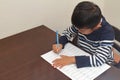 Japanese boy doing homework