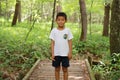 Japanese boy on a hike Royalty Free Stock Photo