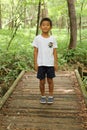 Japanese boy on a hike Royalty Free Stock Photo