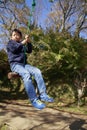 Japanese boy playing with flying fox Royalty Free Stock Photo
