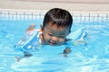 Japanese boy swiming in the pool Royalty Free Stock Photo