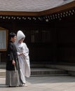 Japanese Bride And Groom, Meiji Jingu Shrine Temple, Tokyo, Japan Royalty Free Stock Photo