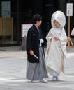 Japanese Bride And Groom, Meiji Jingu Shrine Temple, Tokyo, Japan Royalty Free Stock Photo