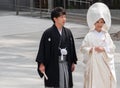 Japanese Bride And Groom, Meiji Jingu Shrine Temple, Tokyo, Japan Royalty Free Stock Photo