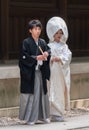 Japanese Bride And Groom, Meiji Jingu Shrine Temple, Tokyo, Japan Royalty Free Stock Photo