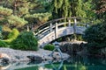 Oriental bridge in Japanese garden