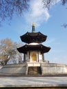 Peace Pagoda temple in Battersea Park by the river Thames, London, UK