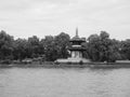 Peace Pagoda in London, black and white