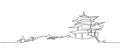 Japanese Buddhist temple continuous one line vector drawing Royalty Free Stock Photo