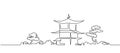 Japanese Buddhist temple continuous one line vector drawing Royalty Free Stock Photo