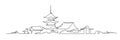 Japanese Buddhist temple continuous one line vector drawing Royalty Free Stock Photo