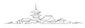 Japanese Buddhist temple continuous one line vector drawing