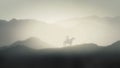 Japanese Bushido Samurai Warrior Sitting on his Horse on a Mountain