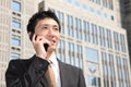 Japanese businessman talks with a mobile phone