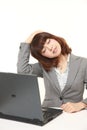 Japanese businesswoman doing neck stretch