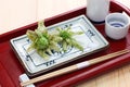 Japanese butterbur shoot fuki no tou tempura, japanese cuisine