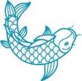 Japanese carp koi icon fish above top minimal view