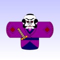 Japanese cartoon samurai with a sword