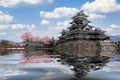 japanese castle in tokyo with cherry blossom Royalty Free Stock Photo