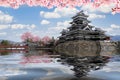 japanese castle in tokyo with cherry blossom