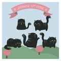 Japanese cat icons. Vector illustration decorative design