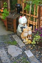 Japanese ceramic cats as lucky charm to decorate the zen styled